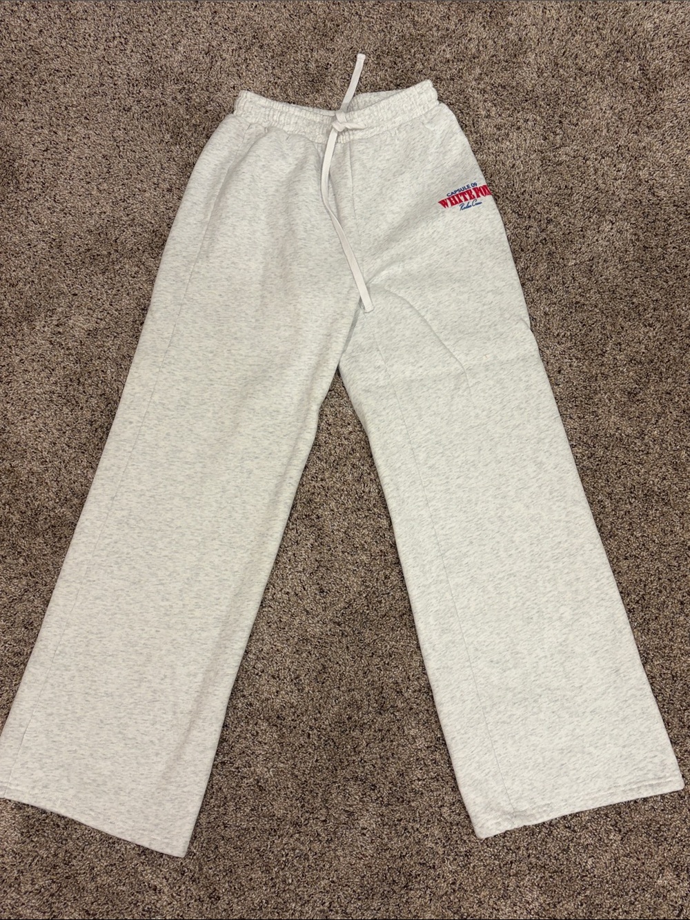 White Fox Light Gray Sweatpants with Drawstring